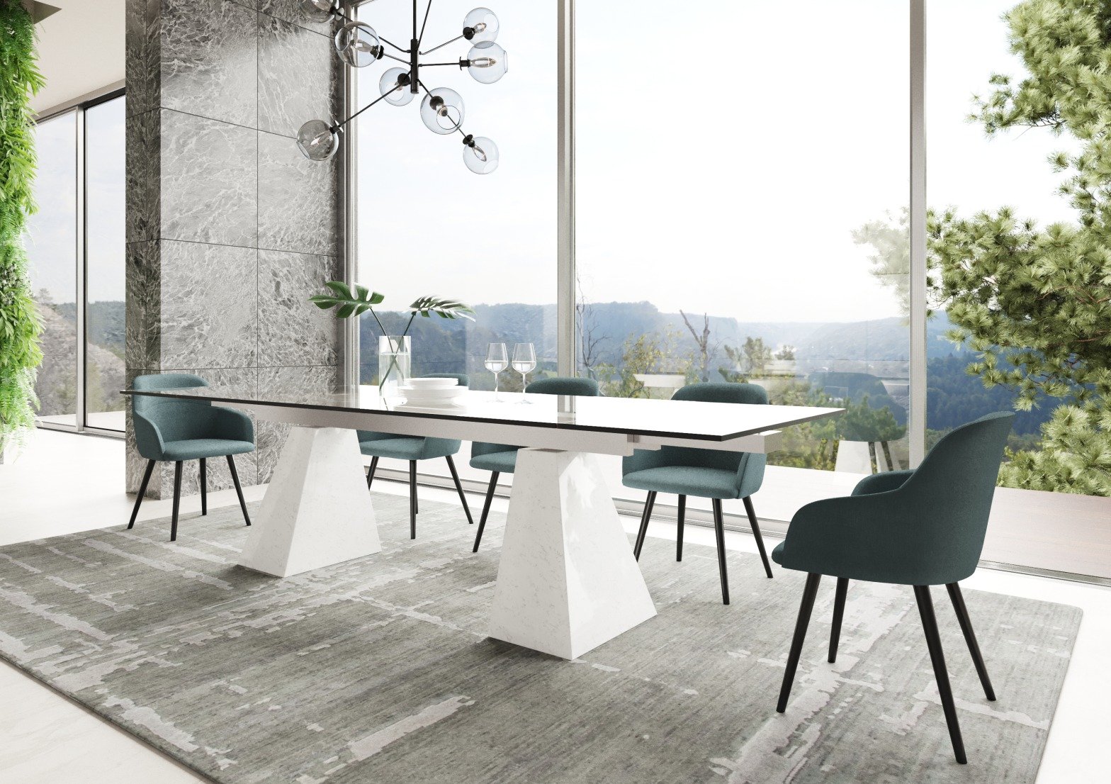 Modrest Latrobe - Modern Extendable Quartz Stone & Glass Dining Table - Image 4