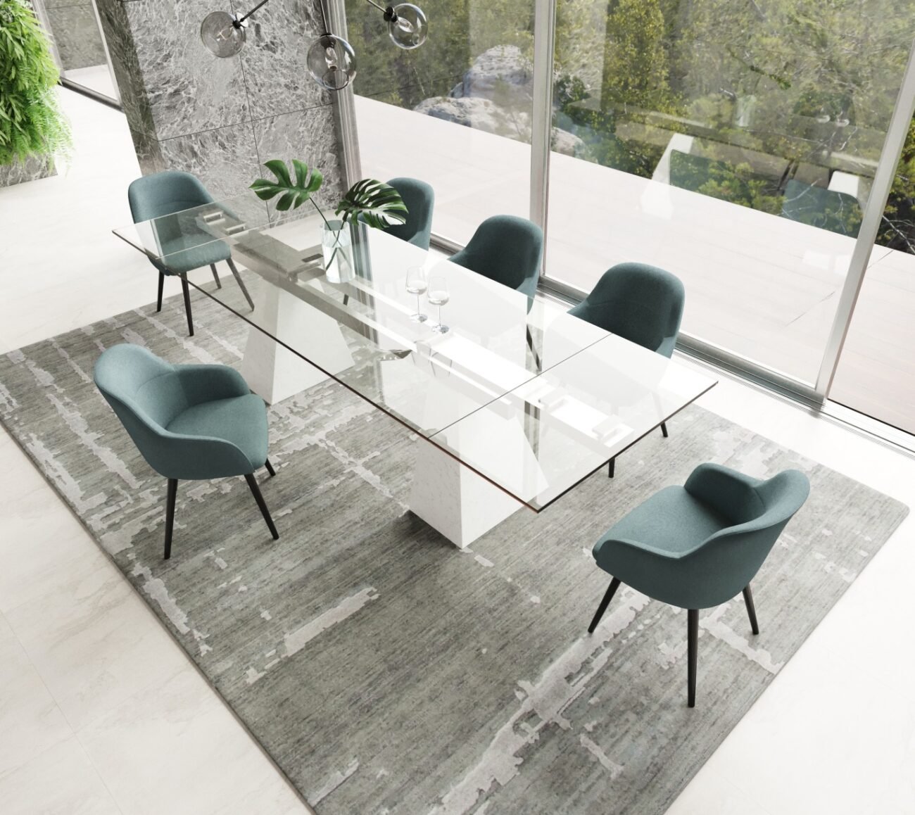 Modrest Latrobe - Modern Extendable Quartz Stone & Glass Dining Table - Image 3