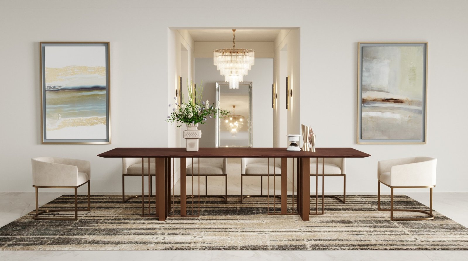 Modrest Livia - Modern Wenge & Gold Stainless Steel Dining Table - Image 5