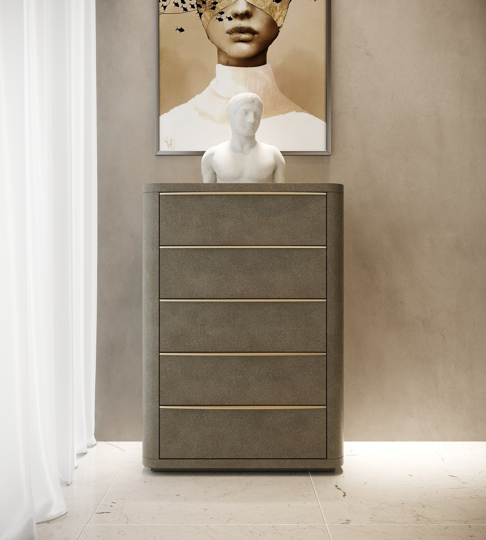 Modrest Lois - Modern Beige Shagreen + Brass Chest - Image 5