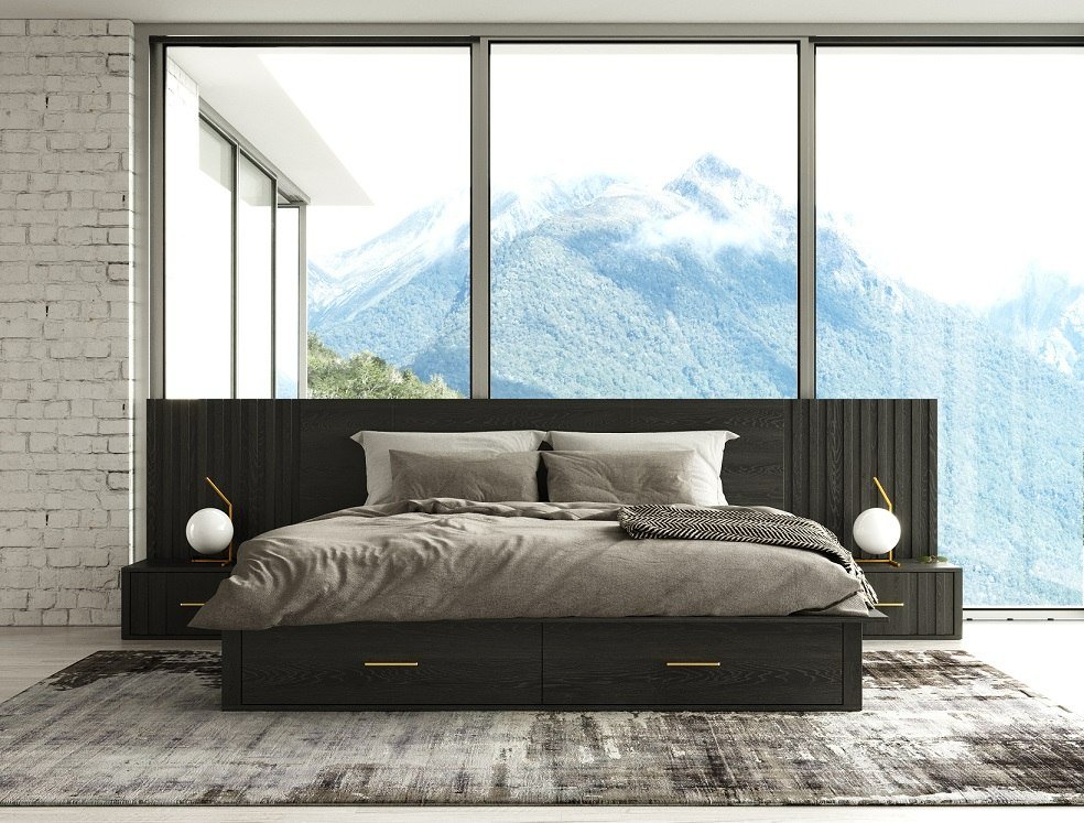 Modrest Manchester- Contemporary Dark Grey 4-Piece Bedroom Set