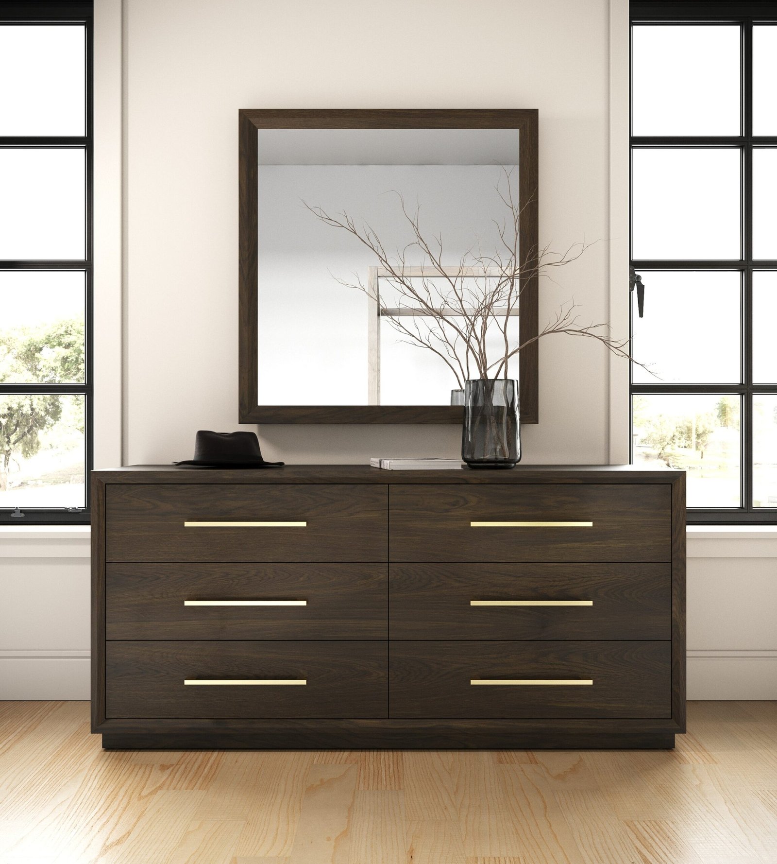 Modrest Manhattan - Contemporary Brown Oak Mirror - Image 3