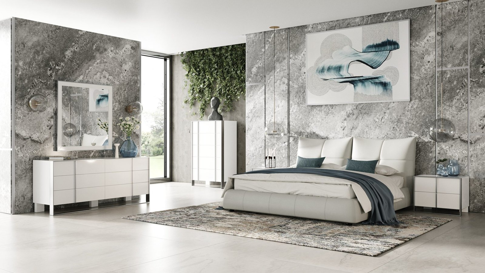 Modrest Patrick - Modern Light Grey Leather Bed - Image 5