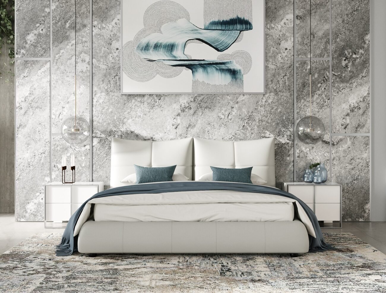 Modrest Patrick - Modern Light Grey Leather Bed - Image 3