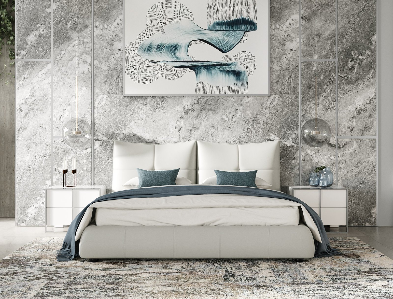 Modrest Patrick - Modern Light Grey Leather Bed - Image 3