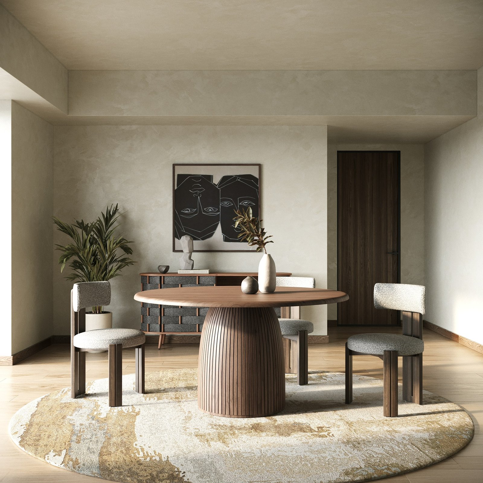 Modrest Sheridan - Mid-Century Modern Walnut Round Dining Table - Image 4