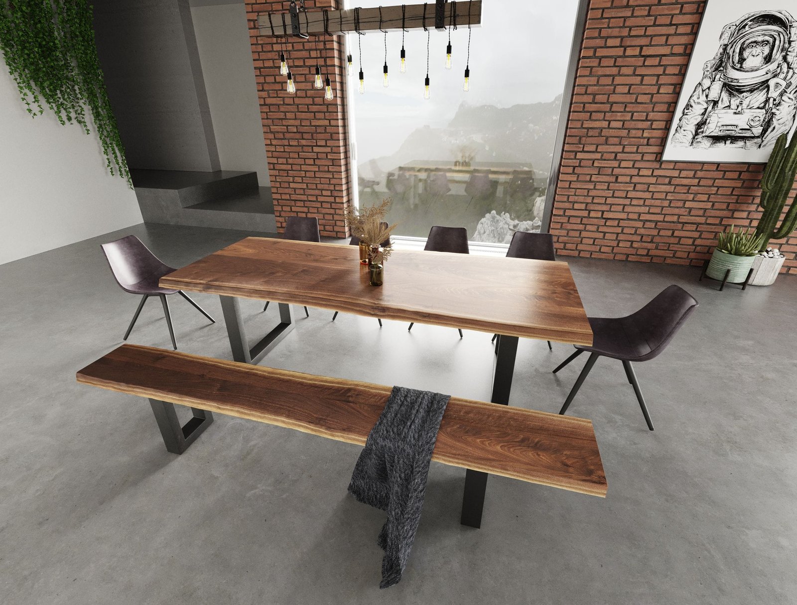 Modrest Taylor - Large Modern Live Edge Wood Dining Bench - Image 2