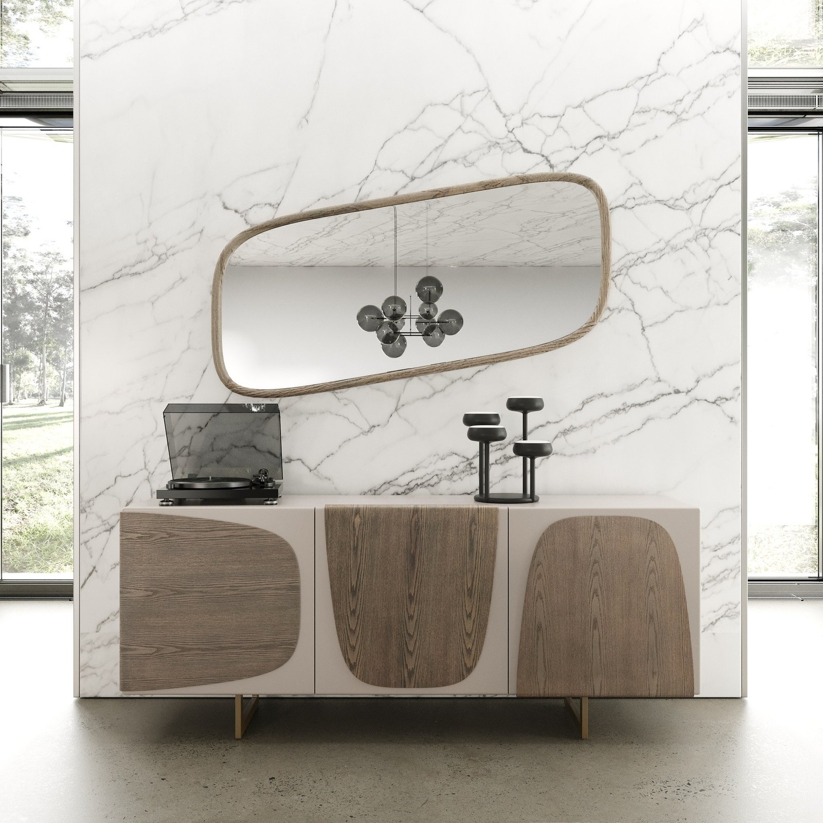 Modrest Wynetta - Modern Grey Ash Buffet Mirror - Image 5