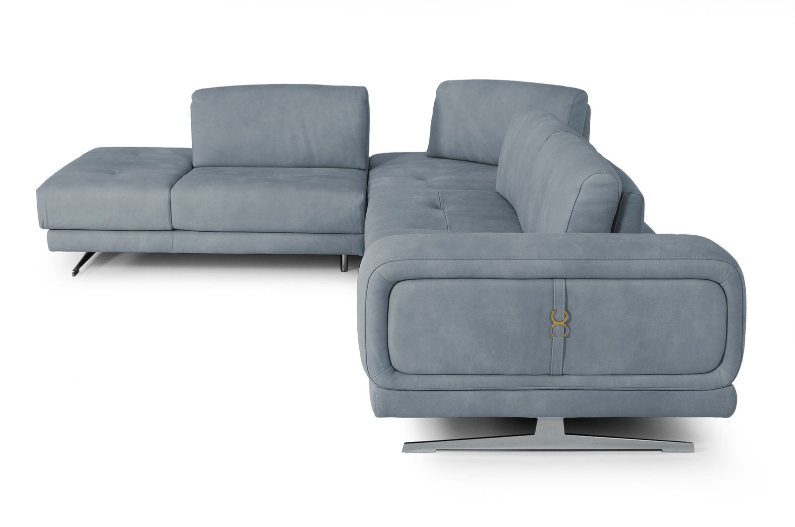 Lamod Italia Mood - Contemporary Blue Leather Left Facing Sectional Sofa - Image 2