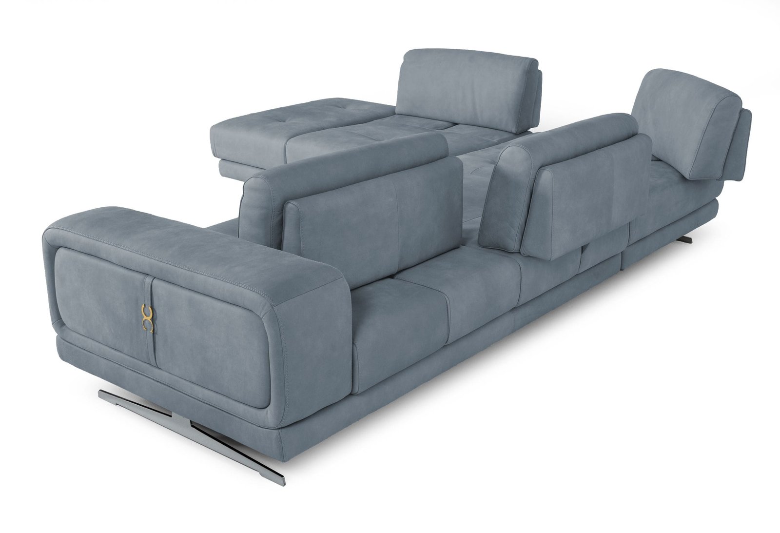 Lamod Italia Mood - Contemporary Blue Leather Left Facing Sectional Sofa - Image 3