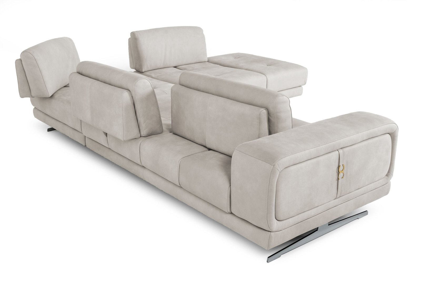 Lamod Italia Mood - Contemporary Light Grey Leather Right Facing Sectional Sofa - Image 4