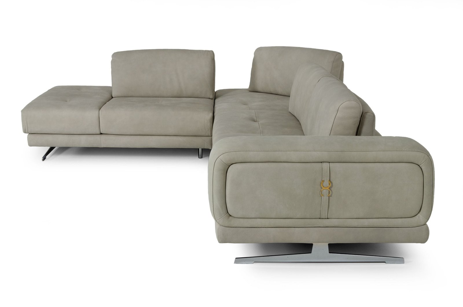 Lamod Italia Mood - Italian Grey Leather Left Facing Sectional Sofa - Image 2
