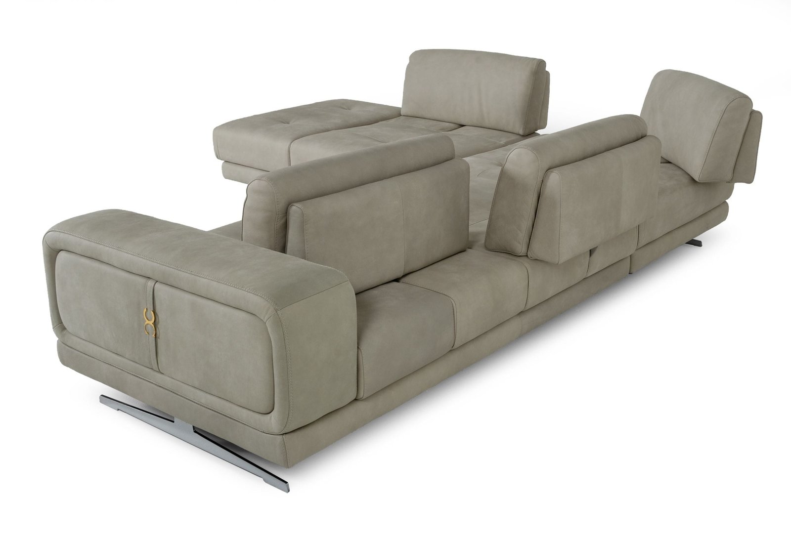 Lamod Italia Mood - Italian Grey Leather Left Facing Sectional Sofa - Image 3
