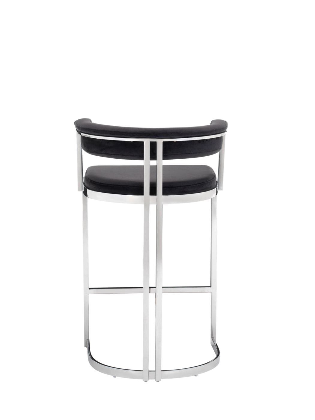 Modrest Munith - Modern Black Velvet & Stainless Steel Counter Stool - Image 4