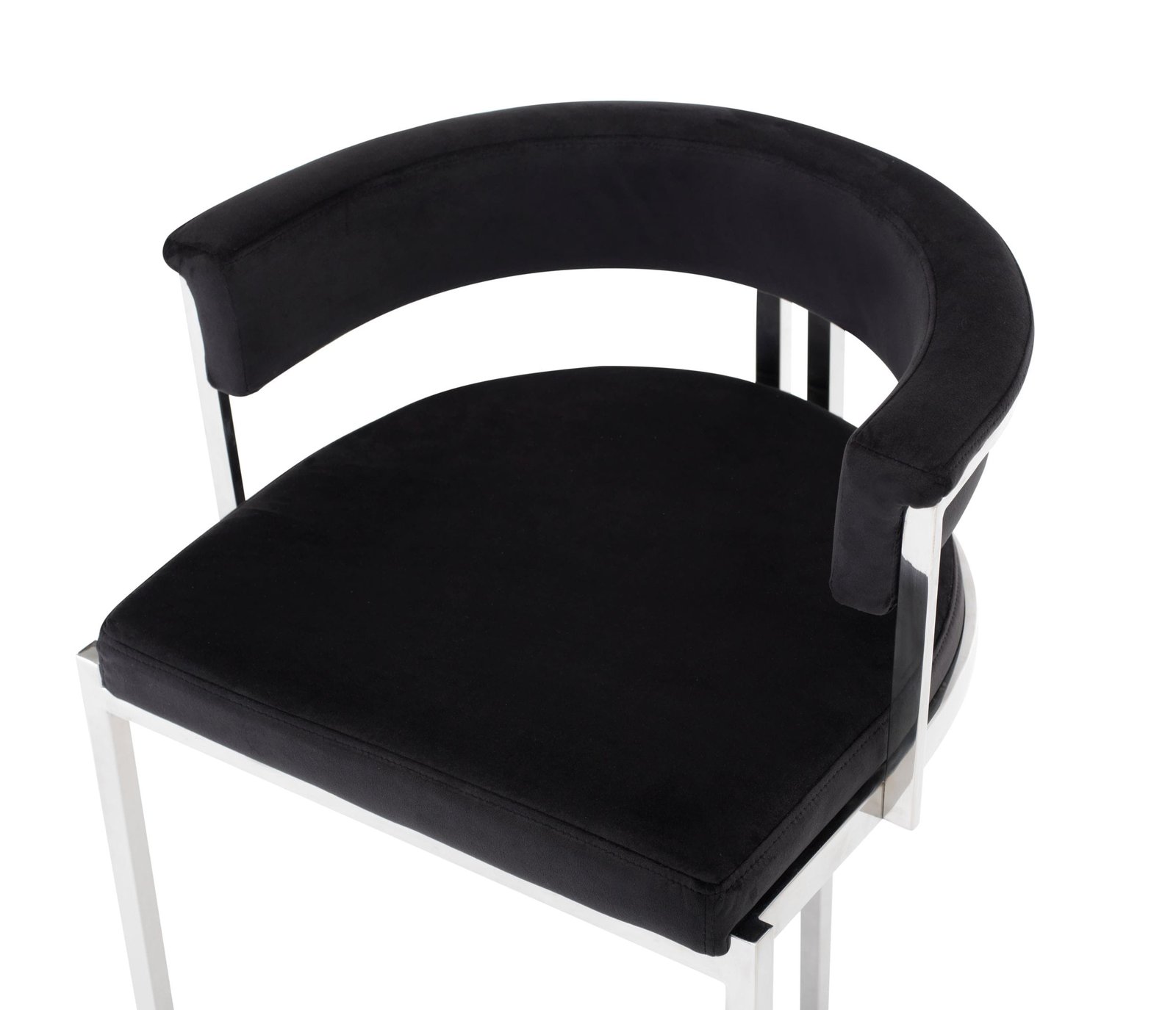 Modrest Munith - Modern Black Velvet & Stainless Steel Counter Stool - Image 5