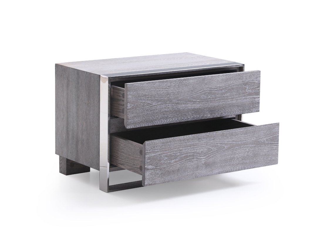 Modrest Arlene Modern Grey Elm & Stainless Steel Bedroom Set - Image 2