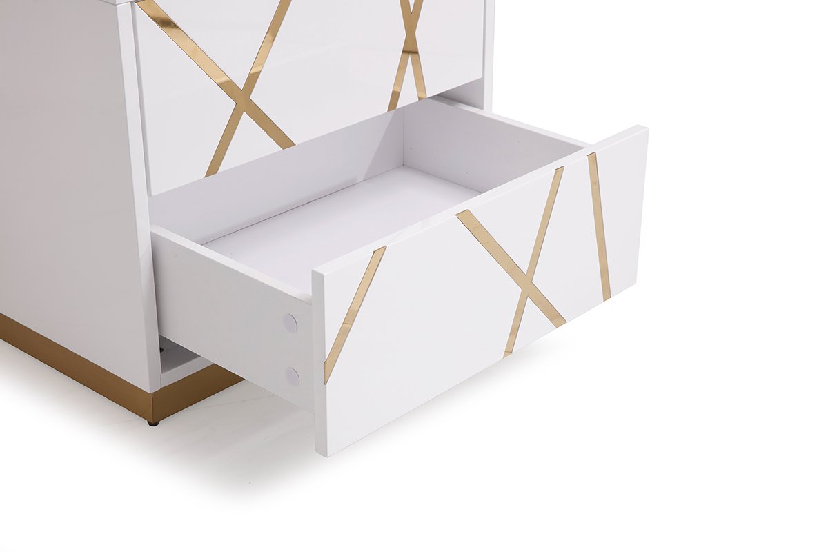 Modrest Nixa Modern White & Gold Nightstand - Image 3