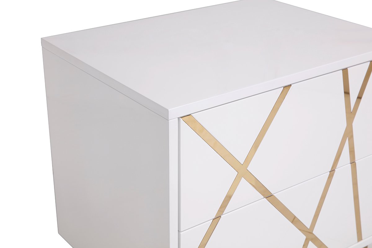 Modrest Nixa Modern White & Gold Nightstand - Image 5
