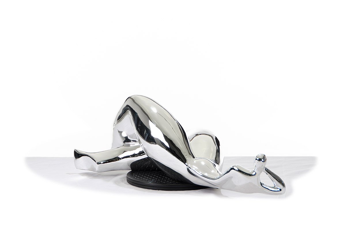 SZ0228 Modern Silver Napping Lady Sculpture - Image 5