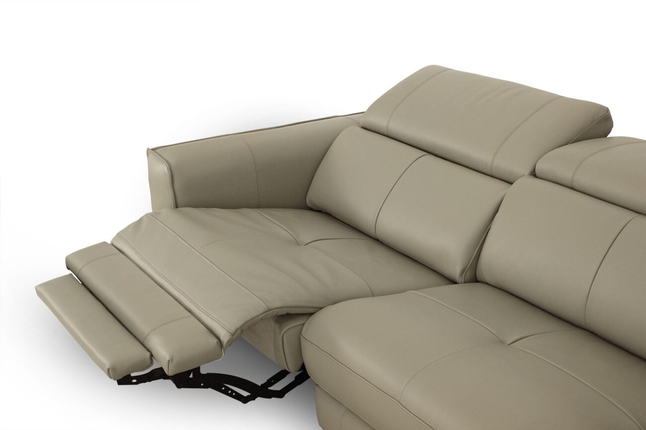 Divani Casa Nella - Modern Light Grey Leather Loveseat w/ Electric Recliners - Image 2