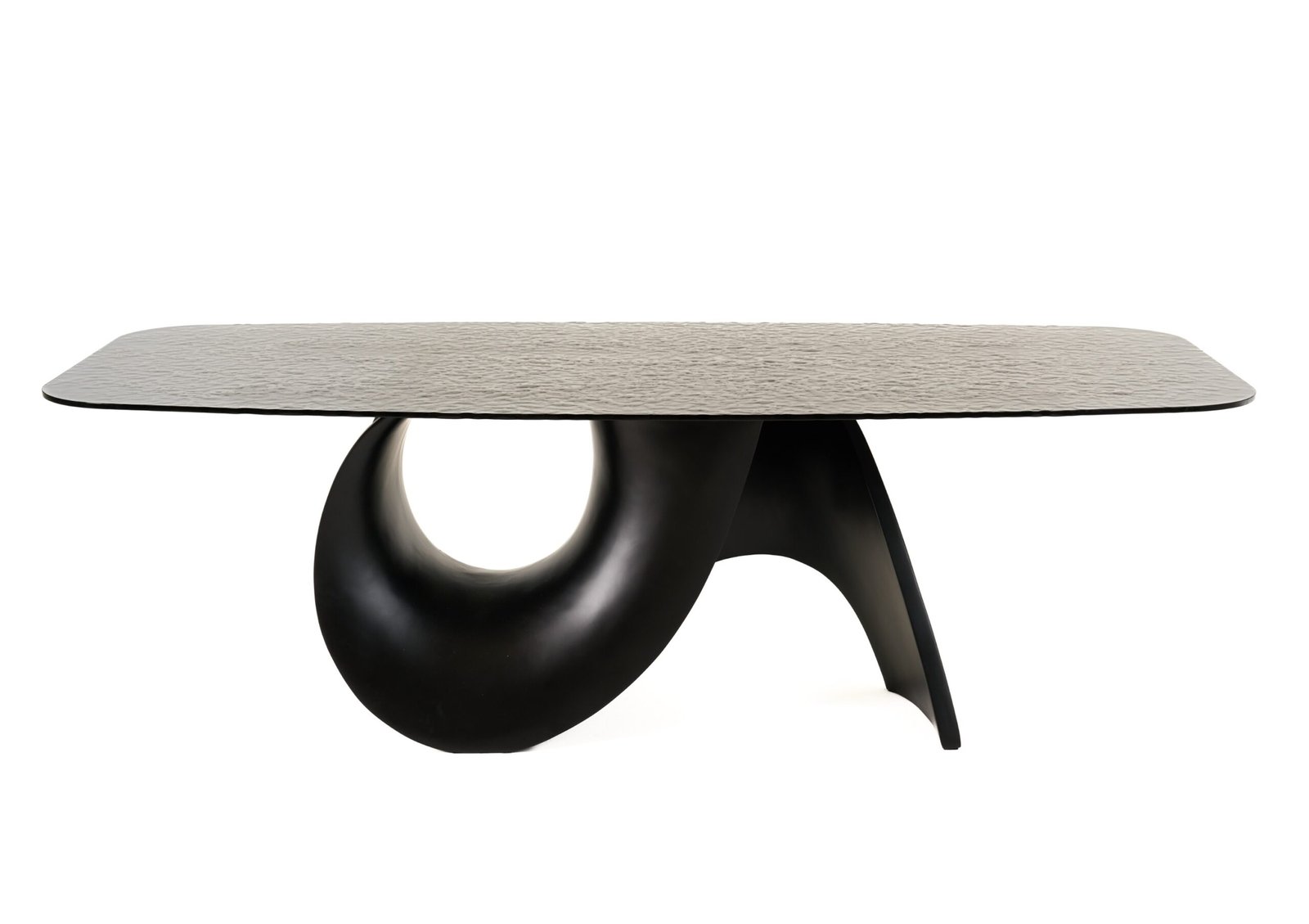 Modrest Neptune - Modern Grey Wave Glass + Black Dining Table