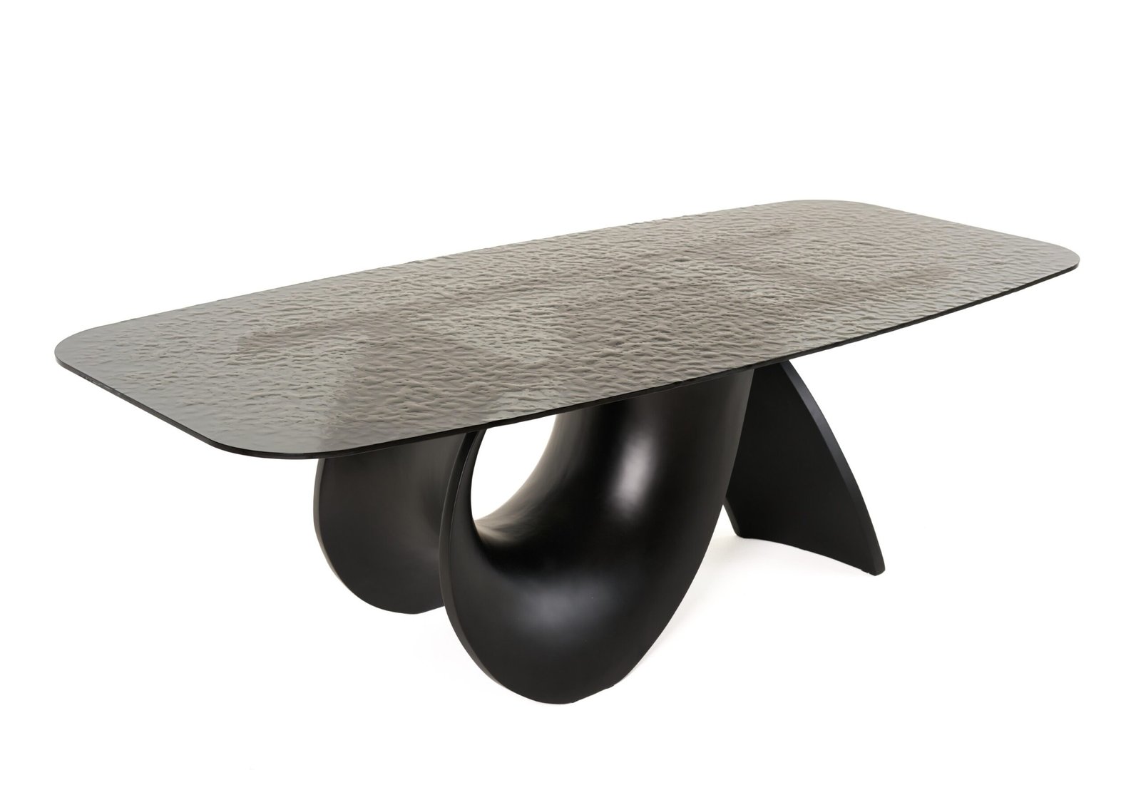 Modrest Neptune - Modern Grey Wave Glass + Black Dining Table - Image 2