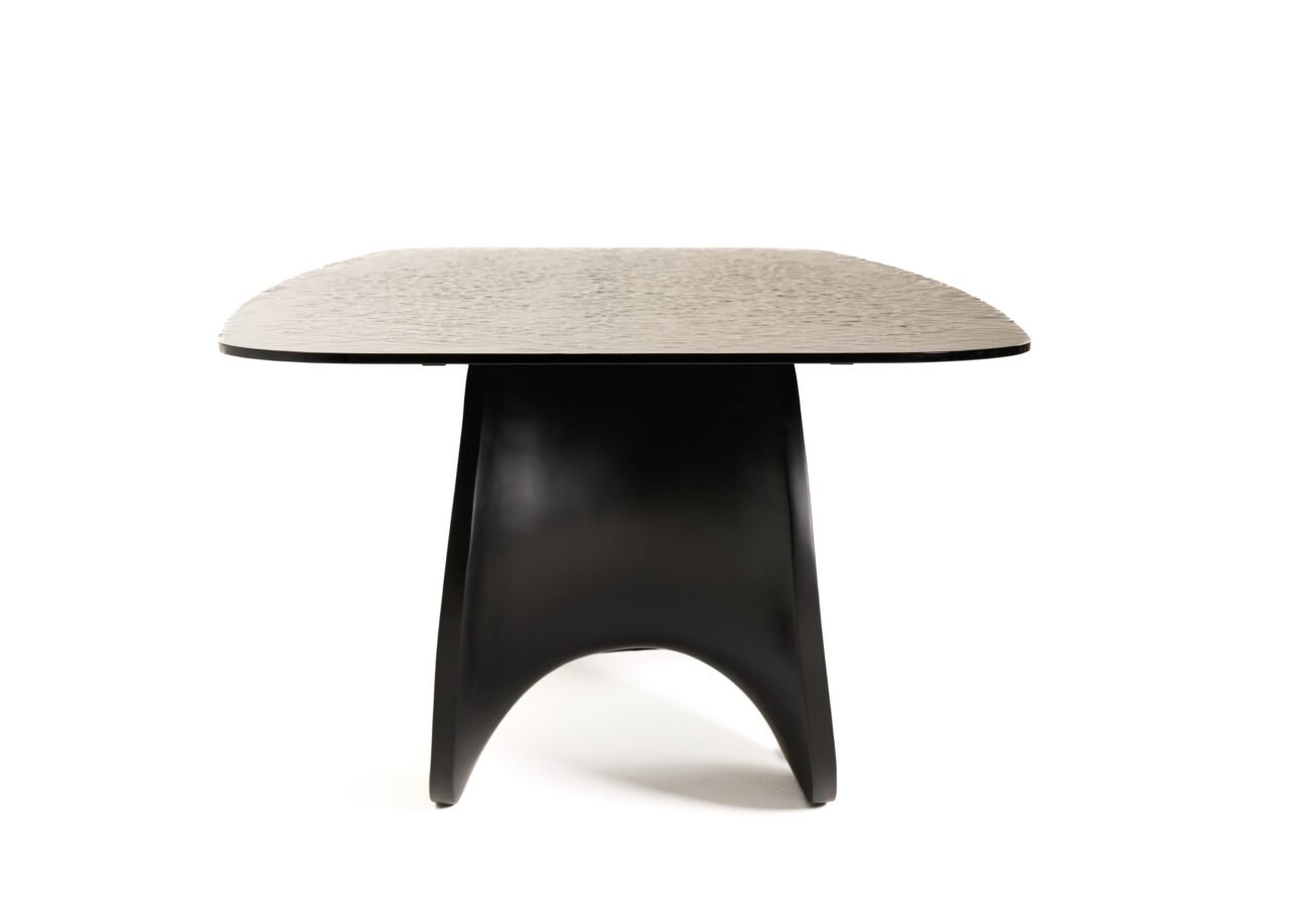 Modrest Neptune - Modern Grey Wave Glass + Black Dining Table - Image 3