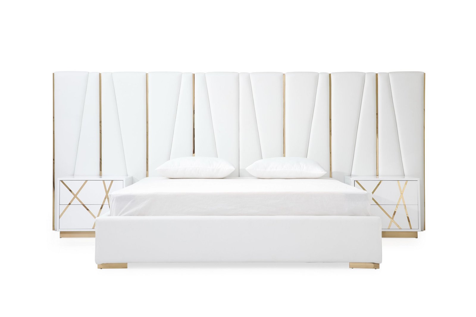 Modrest Nixa - Modern White + Gold 4-Piece Bedroom Set - Image 2