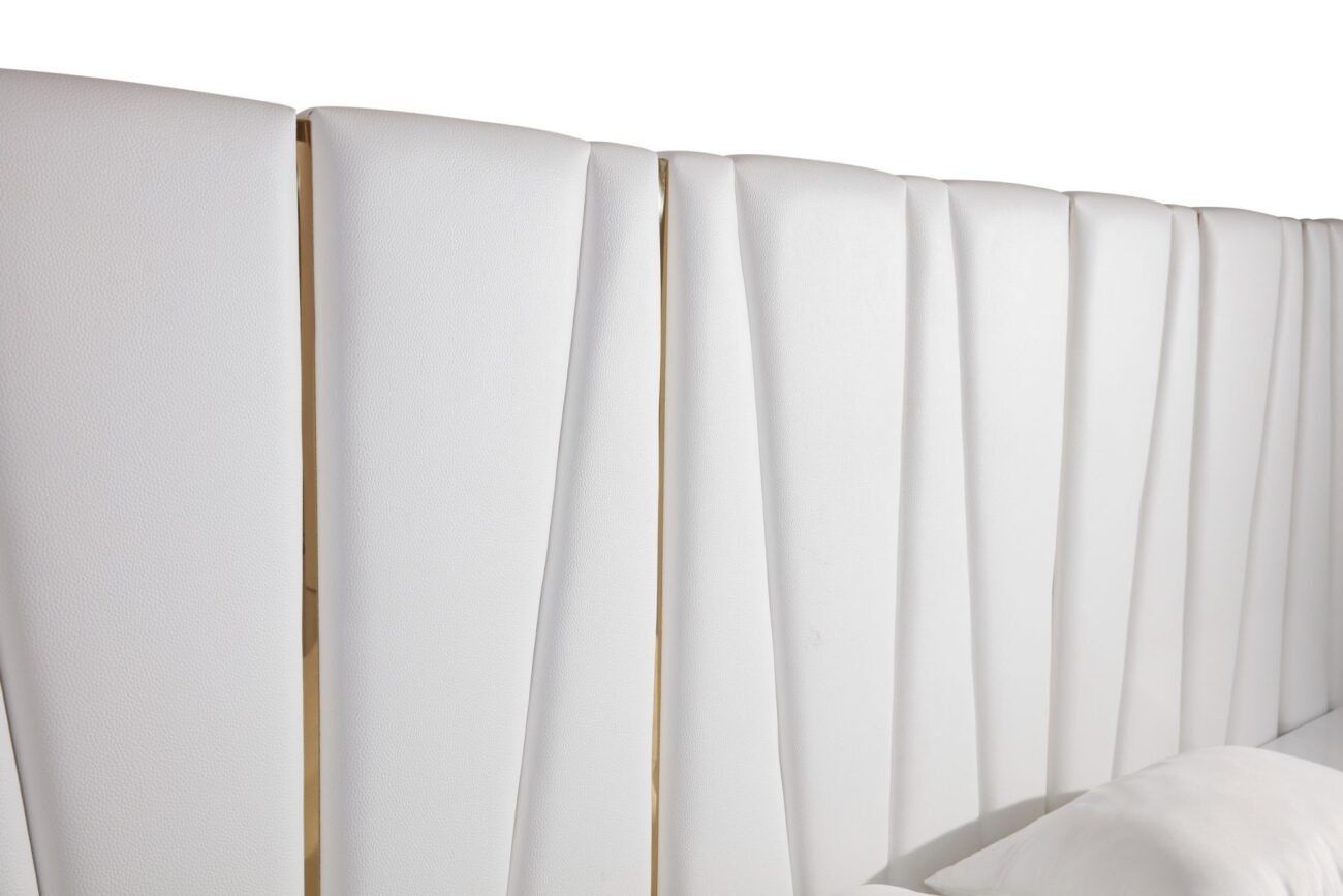 Modrest Nixa - Modern White + Gold 4-Piece Bedroom Set - Image 4