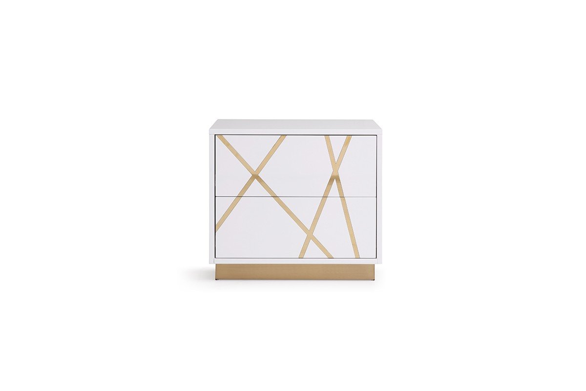Modrest Nixa - Eastern King Modern White + Gold Bed + Nightstands - Image 4