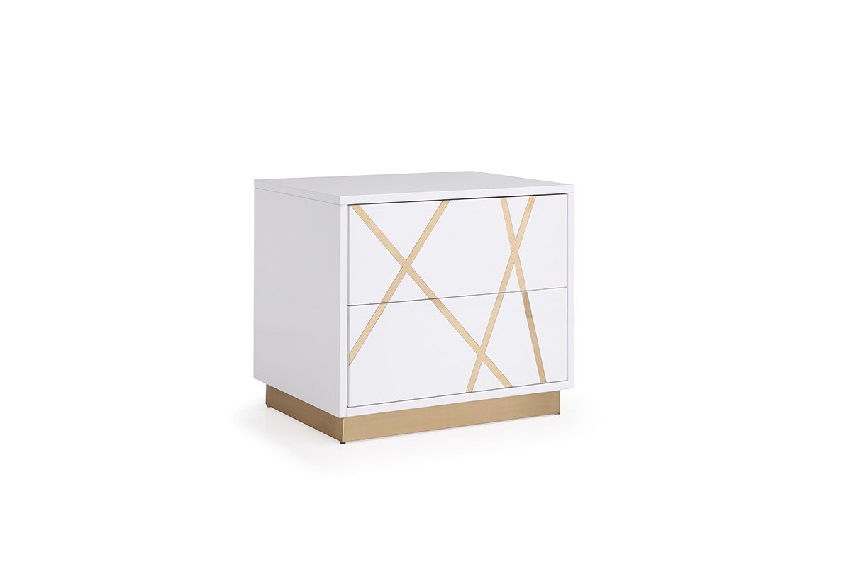 Modrest Nixa - Eastern King Modern White + Gold Bed + Nightstands - Image 5