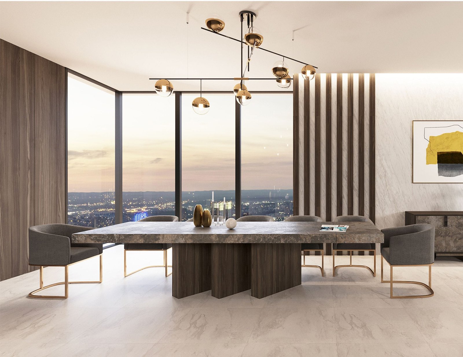 Nova Domus Amsterdam - Modern Grey Volcano & Eucalyptus Oak Dining Table - Image 4