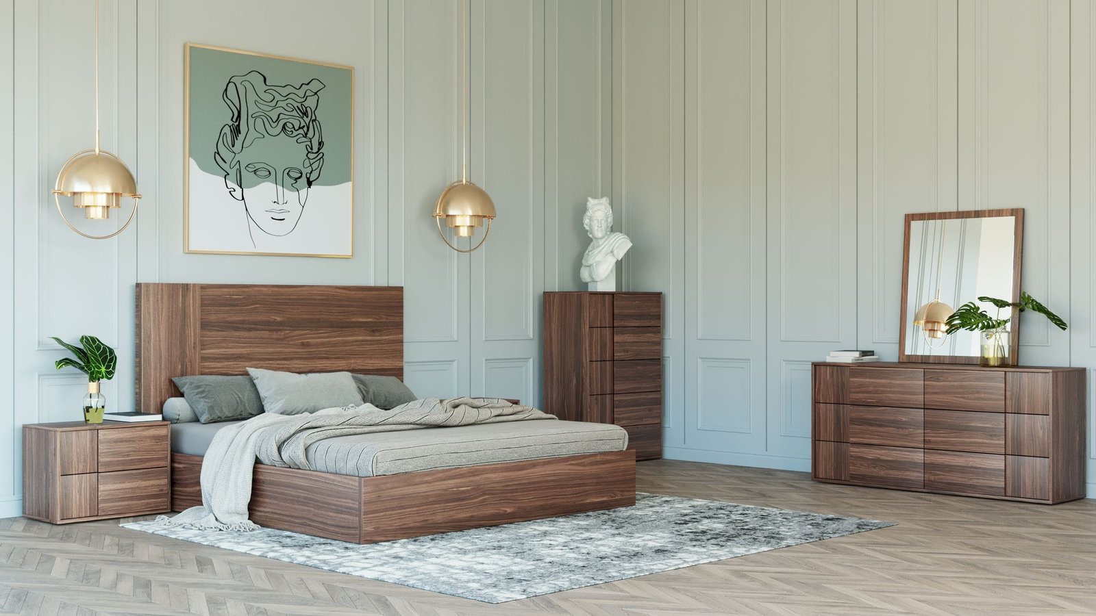Nova Domus Asus - Queen Italian Modern Walnut Bedroom Set - Image 5