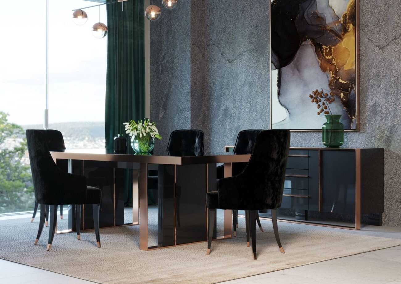 Nova Domus Cartier Modern Black & Rosegold Dining Table - Image 5