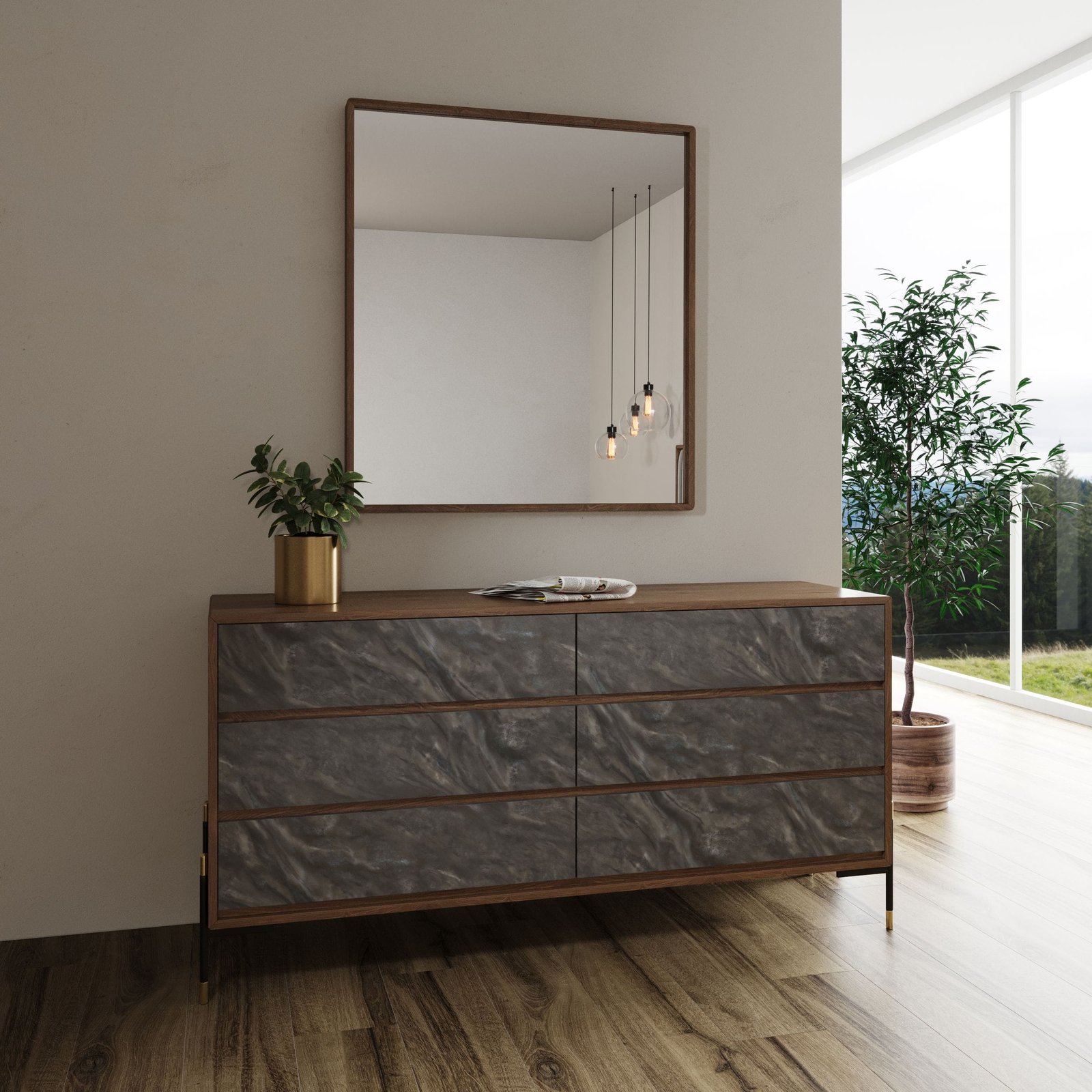Nova Domus Metcalf - Mid-Century Walnut & Grey Bedroom Set - Image 4