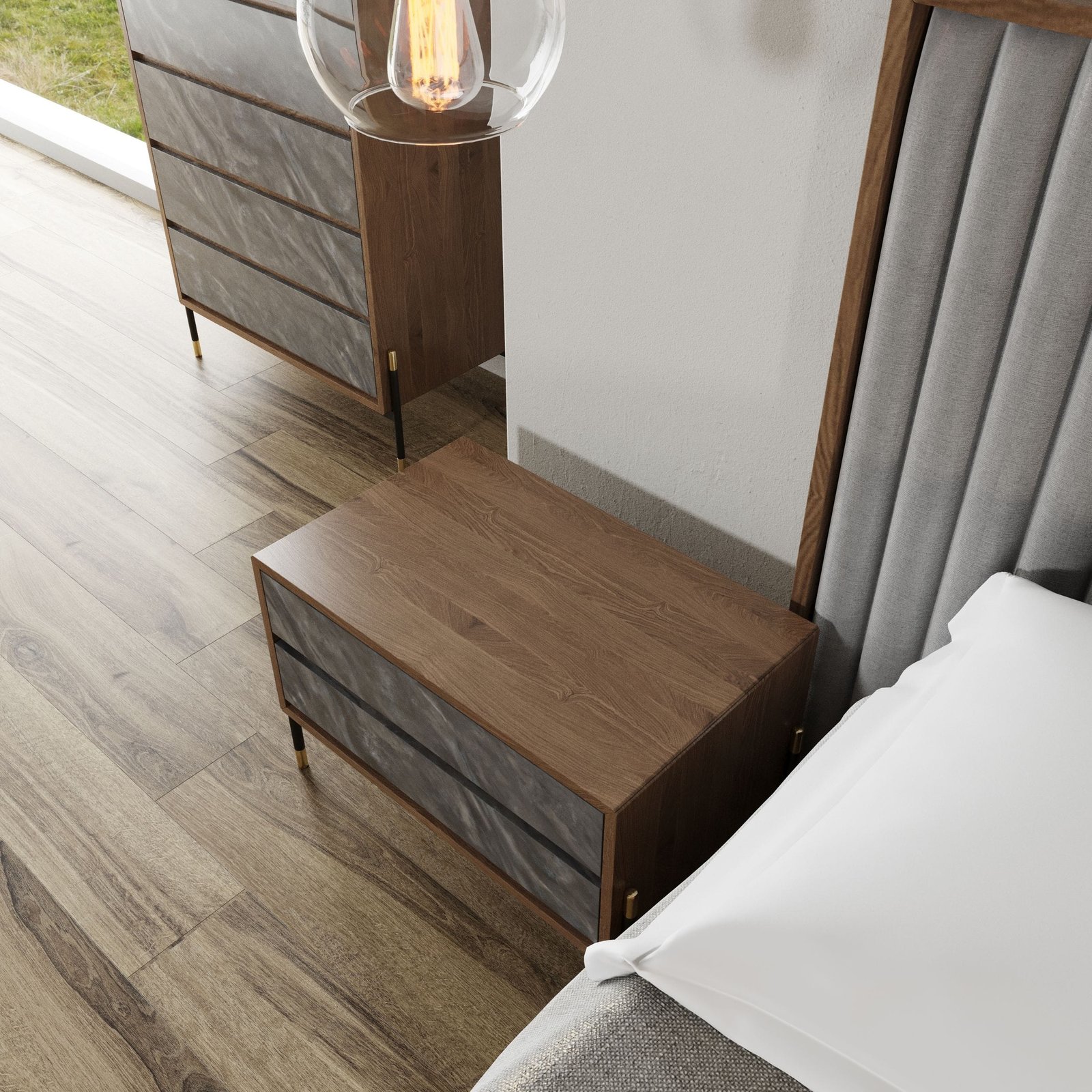 Nova Domus Metcalf - Mid-Century Walnut & Grey Bedroom Set - Image 5