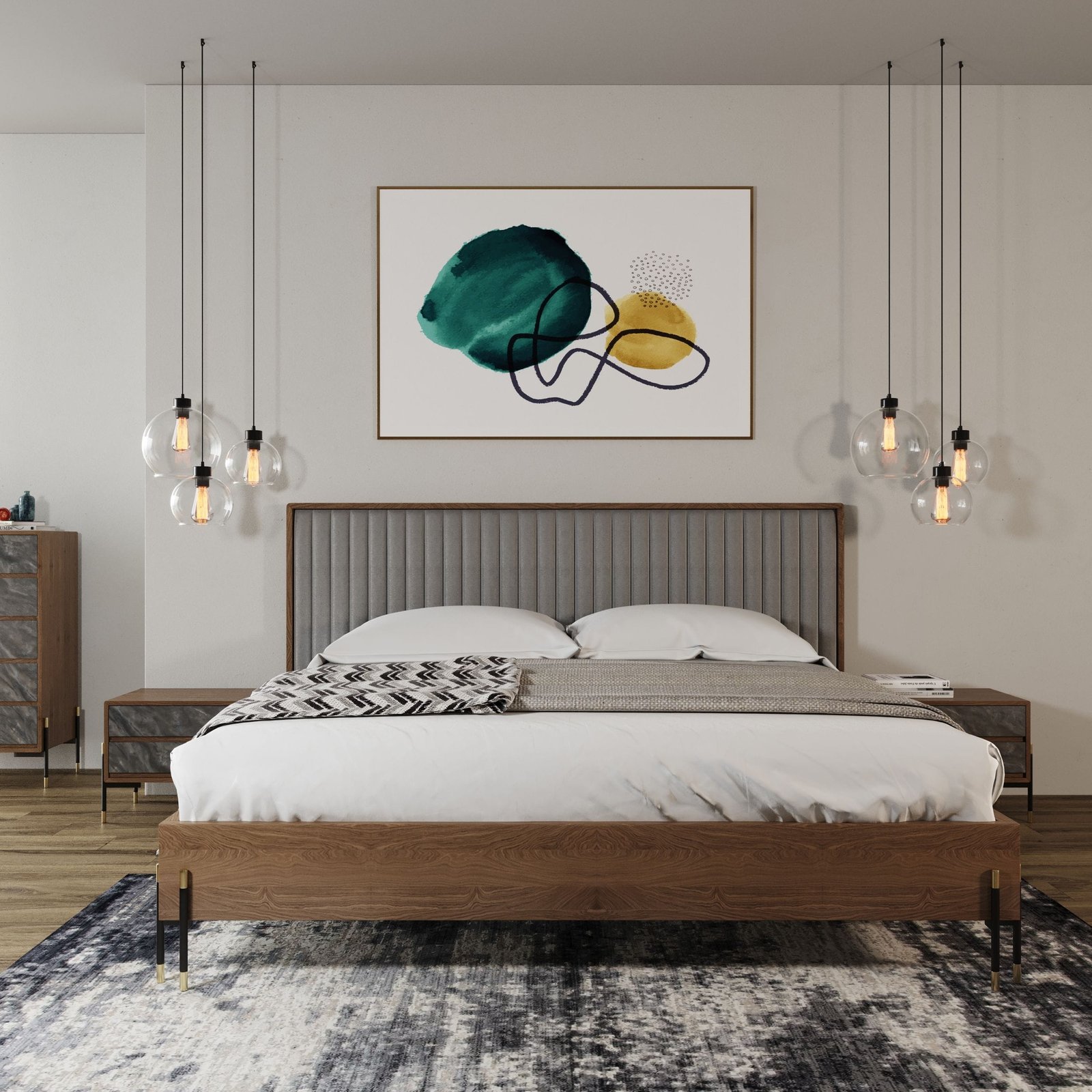 Nova Domus Metcalf - Mid-Century Walnut & Grey Bedroom Set - Image 2