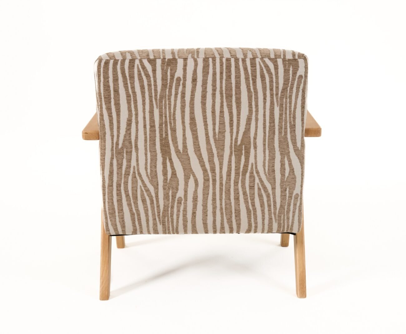 Modrest Oakhurst - Modern Beige Pattern + Wood Accent Chair - Image 3