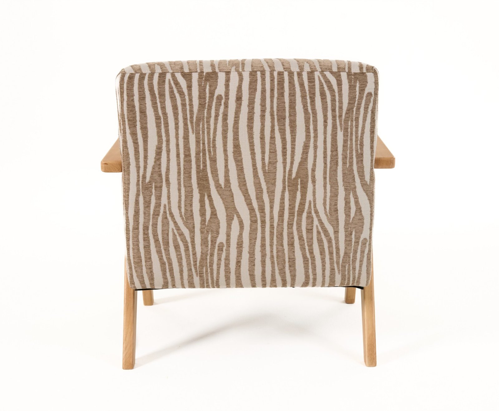 Modrest Oakhurst - Modern Beige Pattern + Wood Accent Chair - Image 3