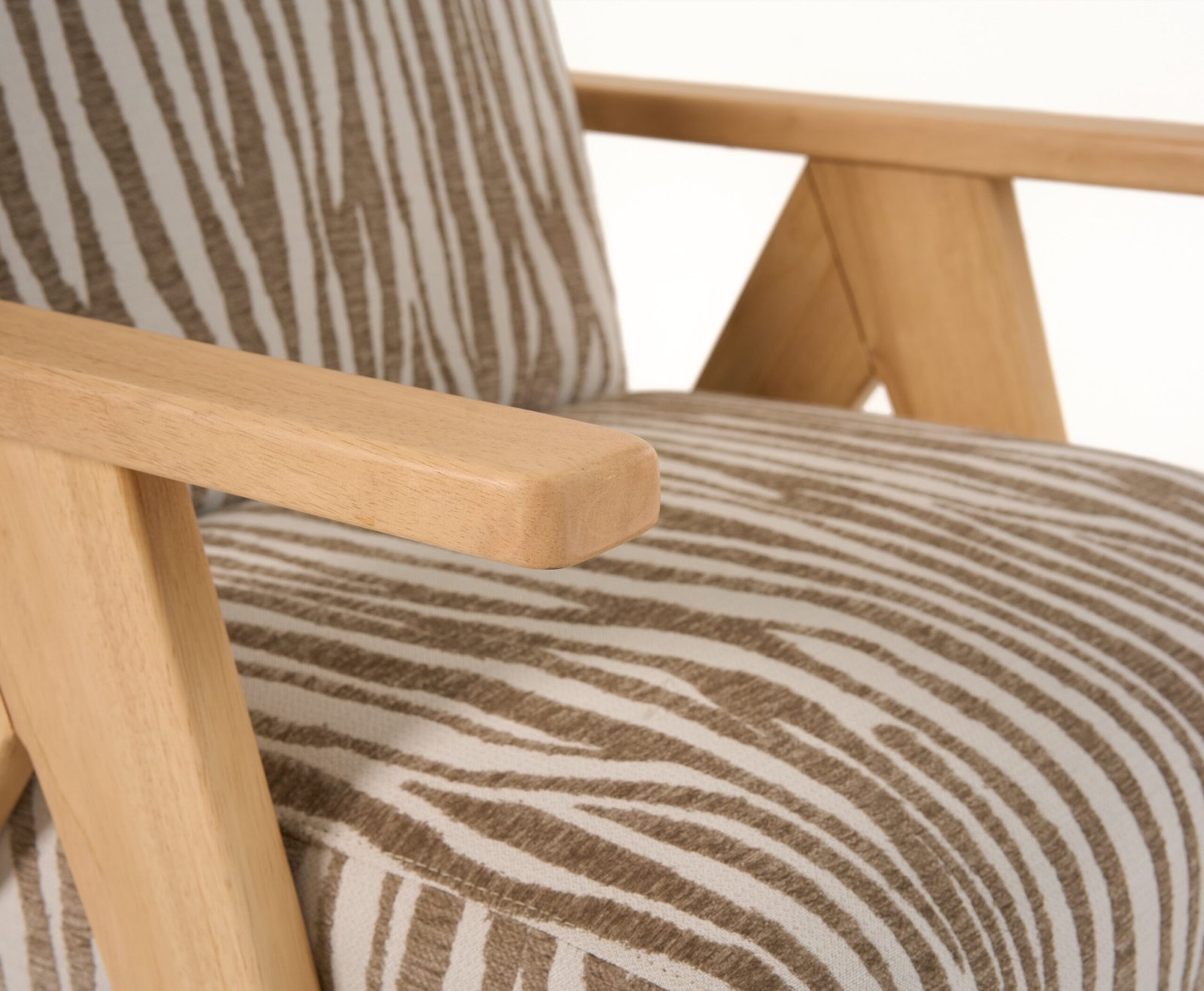 Modrest Oakhurst - Modern Beige Pattern + Wood Accent Chair - Image 4
