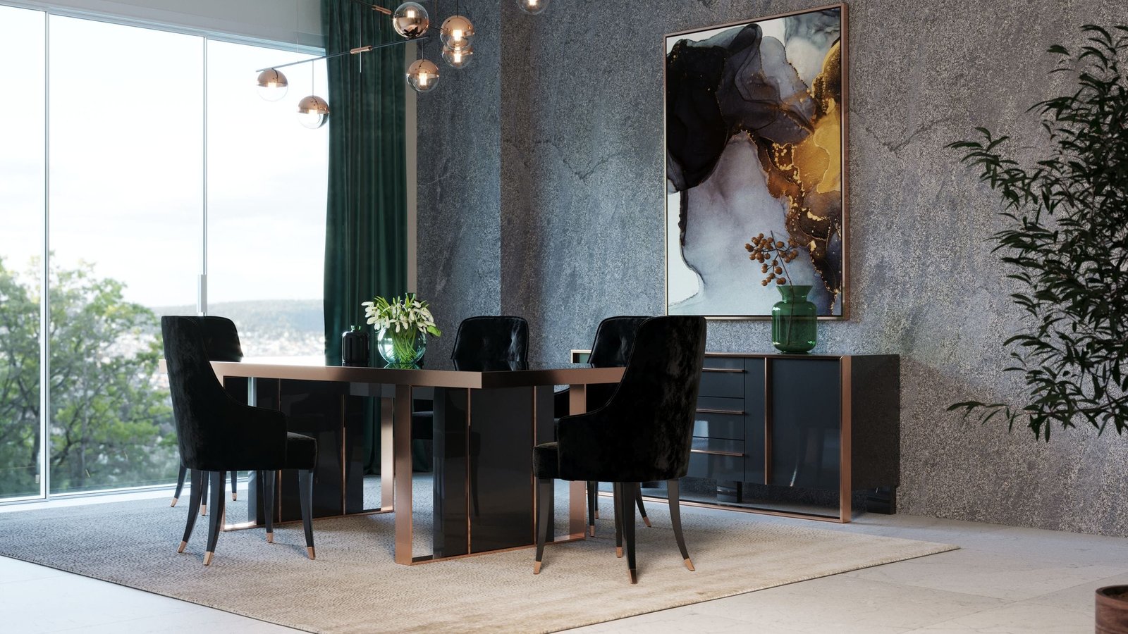 Nova Domus Cartier Modern Black & Rosegold Dining Table - Image 4