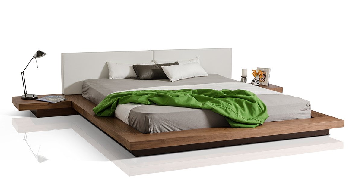 Modrest Opal Modern Low Profile Walnut Platform Bed - Image 4
