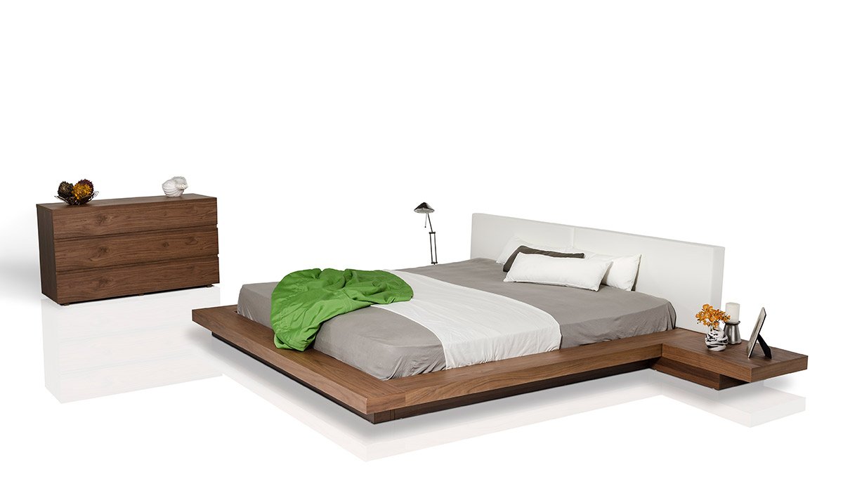 Modrest Opal Modern Low Profile Walnut Platform Bed - Image 3
