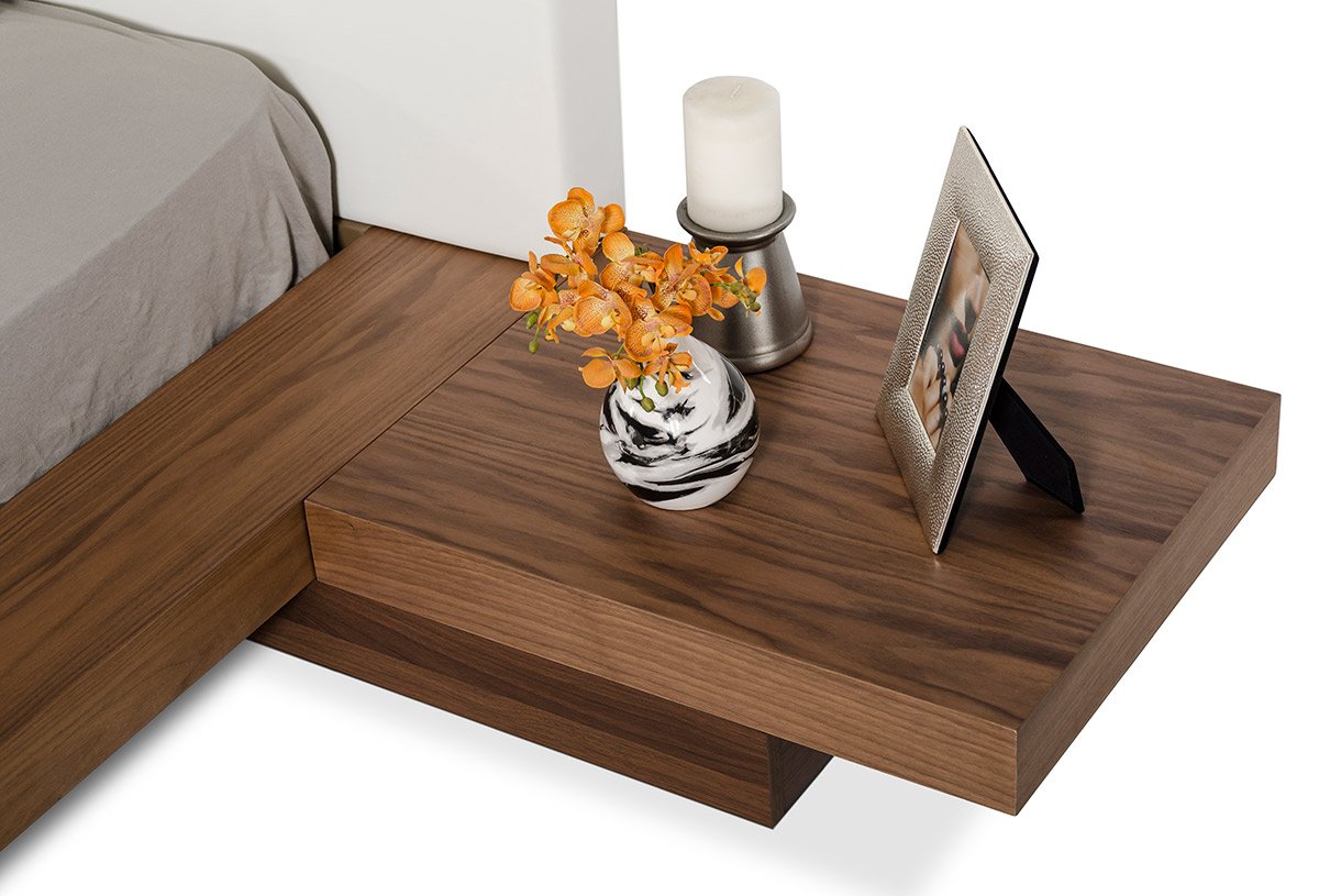 Modrest Opal Modern Low Profile Walnut Platform Bed - Image 2