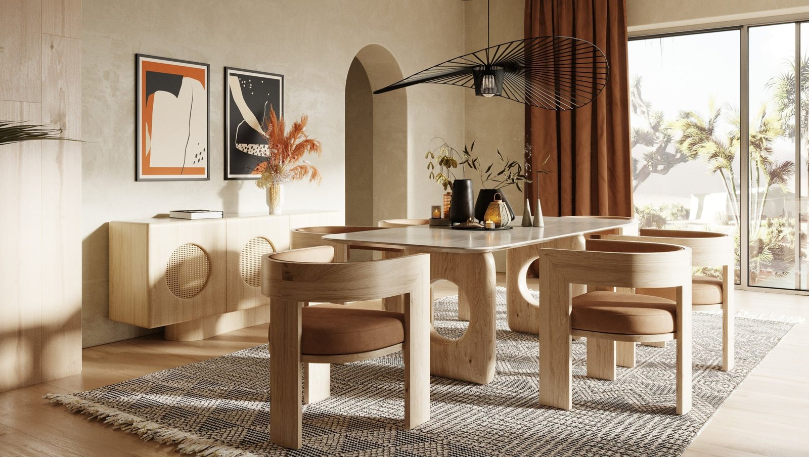 Nova Domus Osaka - Modern Faux Marble + Natural Ash Dining Table - Image 3