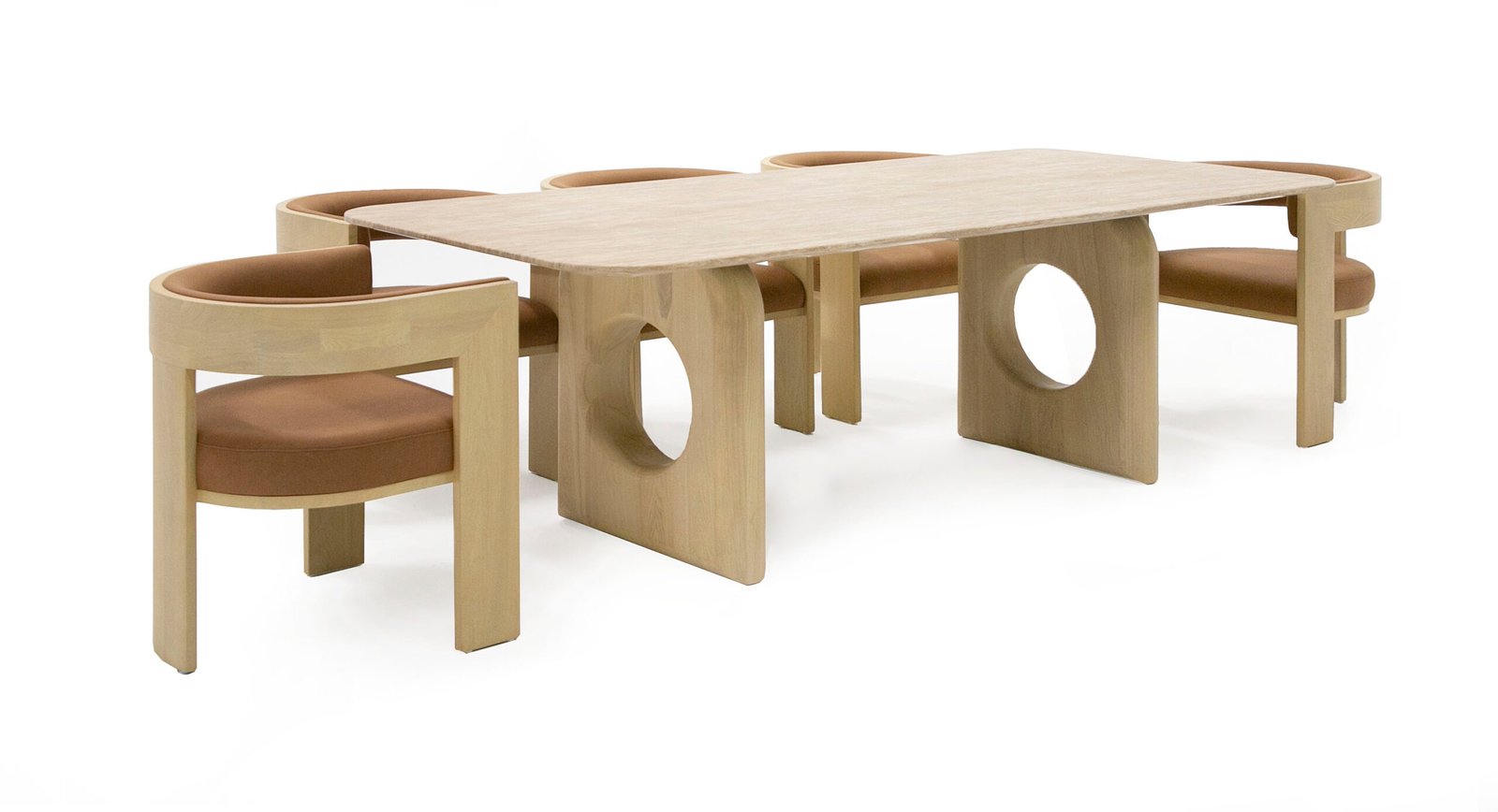 Nova Domus Osaka - Modern Faux Marble + Natural Ash Dining Table - Image 5