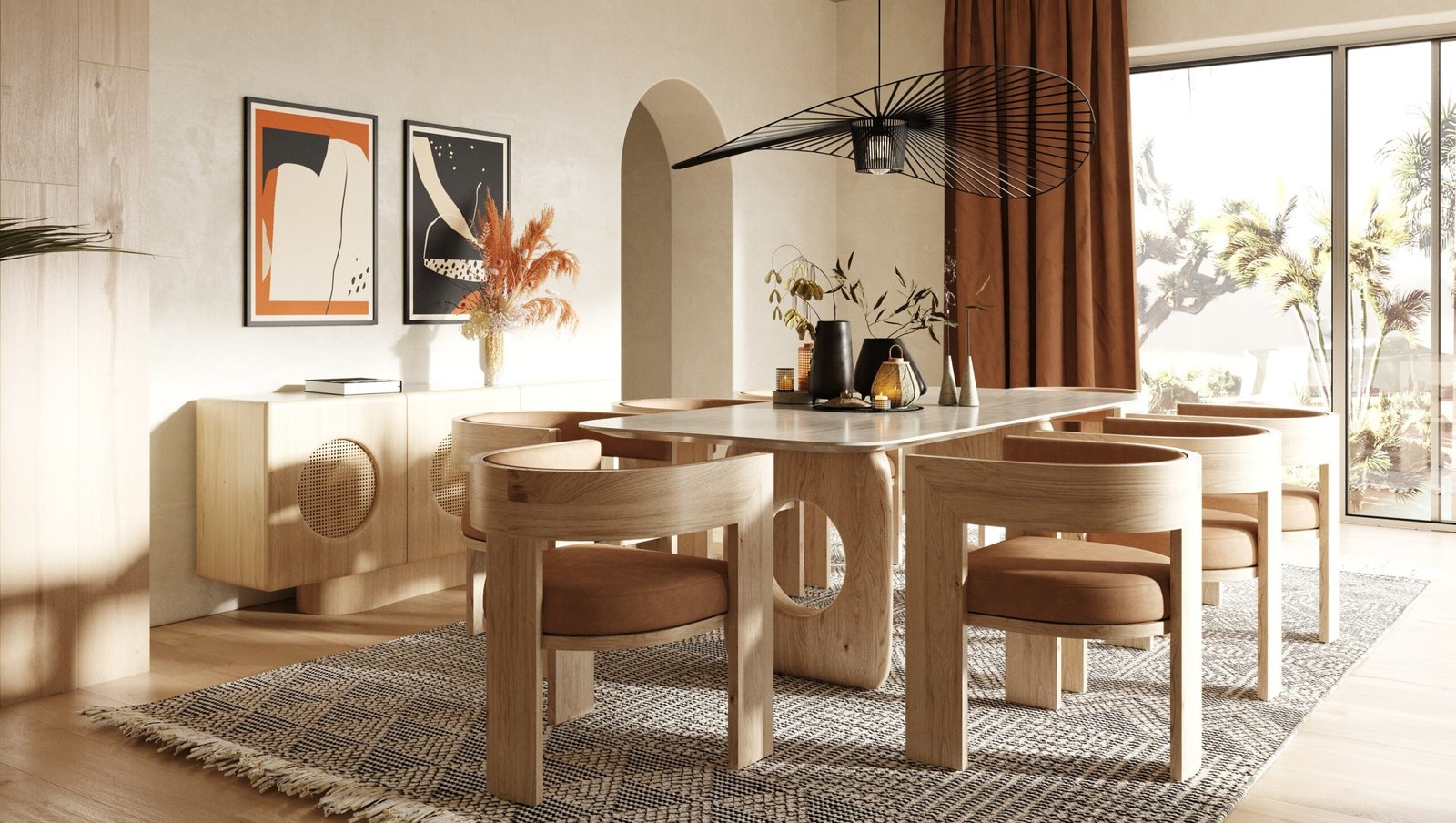 Nova Domus Osaka - Modern Faux Marble + Natural Ash Dining Table - Image 4