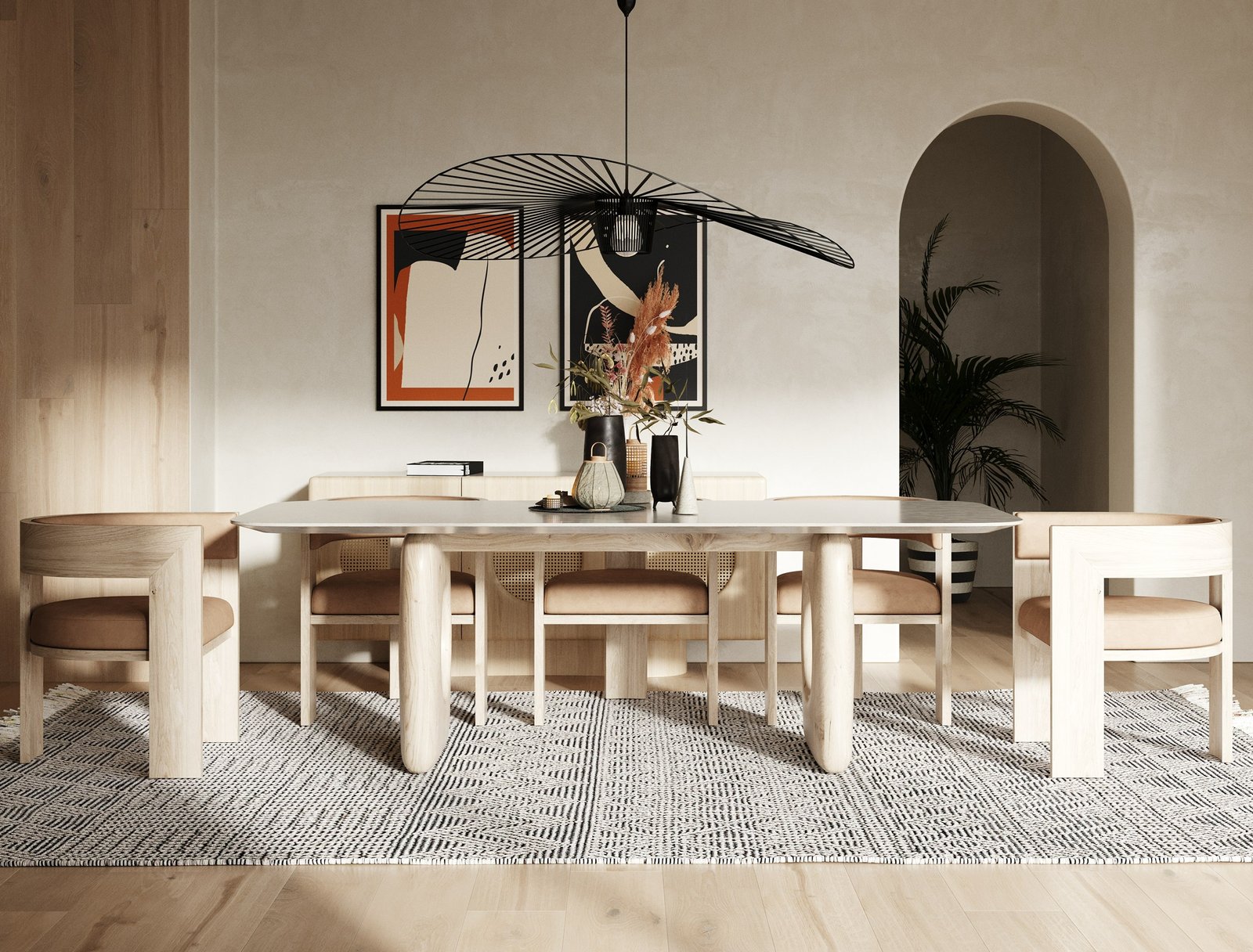 Nova Domus Osaka - Modern Faux Marble + Natural Ash Dining Table - Image 2