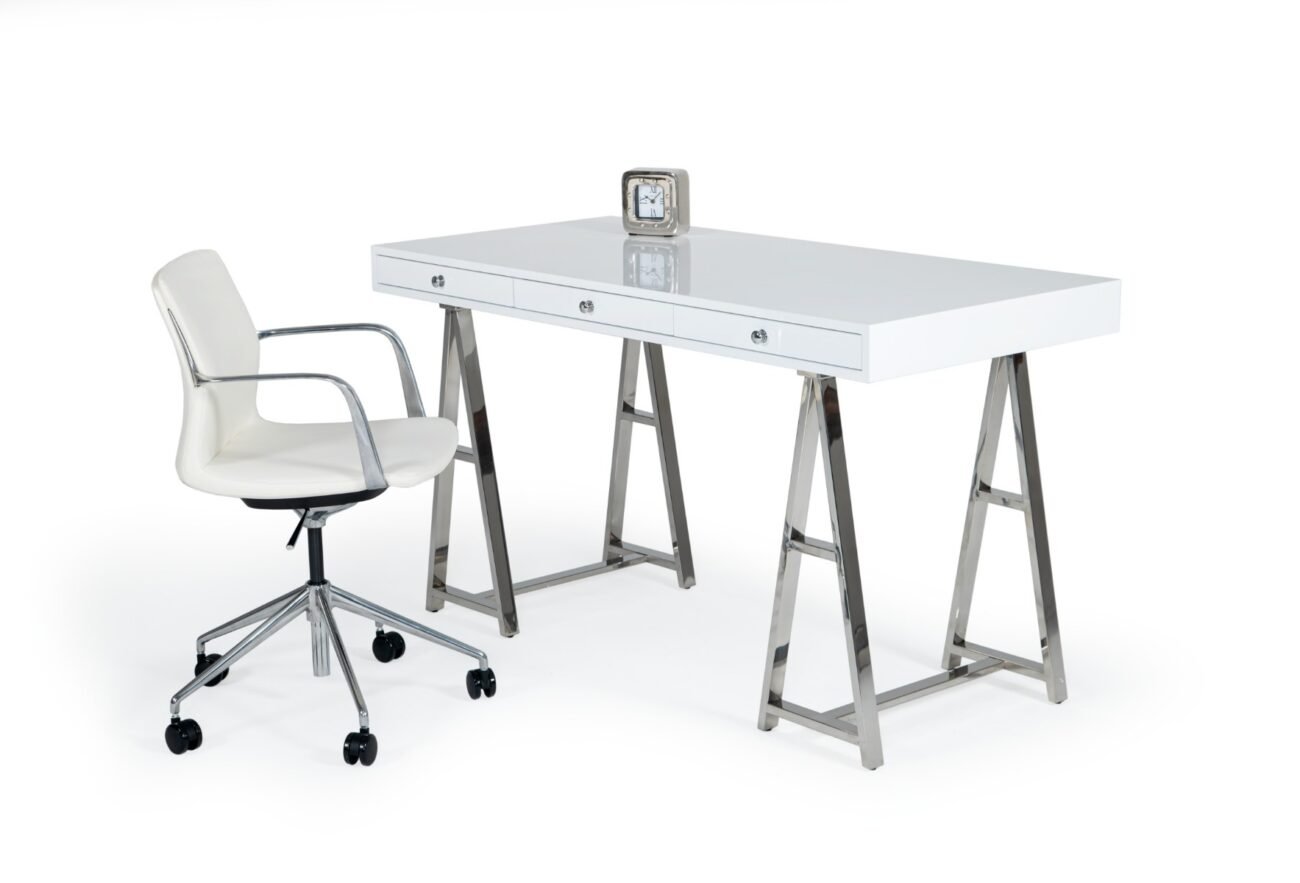 Modrest Ostrow - White + Stainless Steel Desk - Image 2