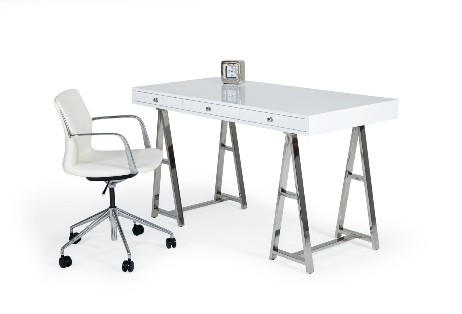 Modrest Ostrow - White + Stainless Steel Desk - Image 2